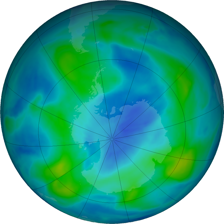 Antarctic ozone map for 13 March 2018